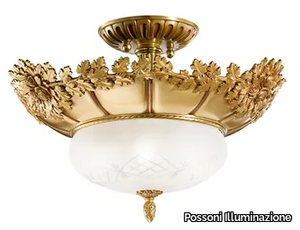 ROSE 700/4SF - French gold semi flush with glass _ Possoni Illuminazione