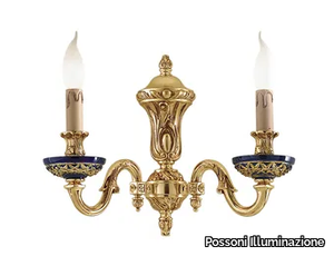 RUTH 517/A2 - Shaded gold plated wall light with blue crystal _ Possoni Illuminazione