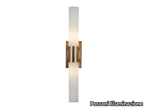 TUBE 2000/A2 - Light antique brass wall light and alabaster _ Possoni Illuminazione