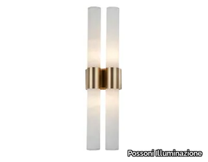 TUBE 2000/A4 - Light antique brass wall light and alabaster _ Possoni Illuminazione