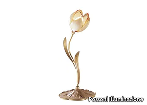 TULIPANI 319/L1 - Satin french gold/gold leaf table lamp with glass _ Possoni Illuminazione