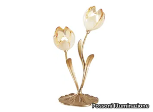 TULIPANI 319/L2 - Satin french gold/gold leaf finish table lamp with glass _ Possoni Illuminazione