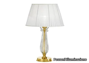 VALENTINA 269/LP - Gold plated table lamp with crystal and organza shade _ Possoni Illuminazione