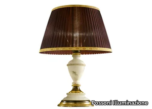 VERA 2268/L - Rust/gold leaf table lamp with alabaster and shade _ Possoni Illuminazione