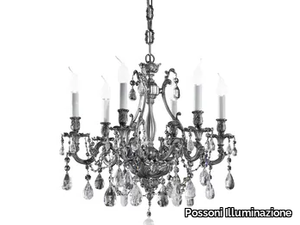 VERSAILLES 093/6-ROCK - Antique silver chandelier with rock crystals _ Possoni Illuminazione