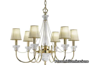 VICKY 37089/6 - Gold plated chandelier with crystal and shade _ Possoni Illuminazione