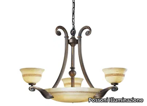 VIVIENNE 2500/3+6 - Rust chandelier with alabaster _ Possoni Illuminazione