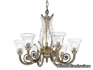 WILLIAM 918/6 - Antique Brass finish chandelier with clear crystal _ Possoni Illuminazione