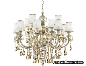 WINDSOR 888/8+4-PZ-GG - Antique white/gold chandelier with Schoeler crystals _ Possoni Illuminazione