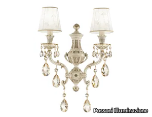 WINDSOR 888/A2-PZ-GG - Antique white/gold wall lamp with Schoeler crystals _ Possoni Illuminazione