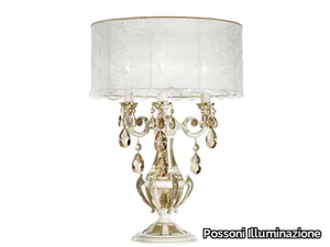 WINDSOR 888/L3-PZ-GG - Antique white/gold table lamp with Schoeler crystals _ Possoni Illuminazione