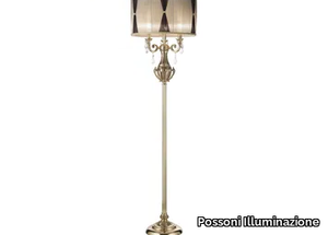 WINDSOR 888/P3-SH/P - French gold floor lamp with Schoeler crystals and shade _ Possoni Illuminazione