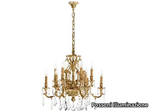 JOLIE 106/6+6-SH/PB - LED brass chandelier with crystals _ Possoni Illuminazione