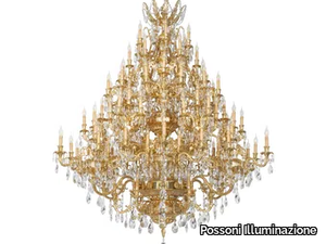 KENSINGTON 792/90-SH/G - LED brass chandelier with crystals _ Possoni Illuminazione