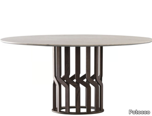 INTRECCIO 950/TC-FIX - Round ash table with marble top _ Potocco