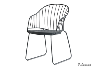 ALYZA 948/P - Garden sled base steel easy chair with armrests _ Potocco