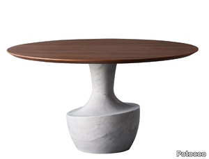 ANFORA 879/T - Round marble dining table with walnut top _ Potocco