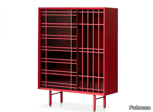 SEN 886/MA - Wood and glass highboard with sliding doors _ Potocco