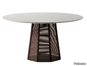 SOPHIE 951/T - Stone garden table with base covered with nautical rope _ Potocco