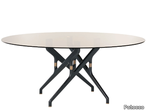 TORSO 837/T4 - Round wood and glass dining table _ Potocco