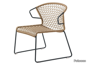 VELA 698/LP - Garden sled base nautical rope armchair with armrests _ Potocco