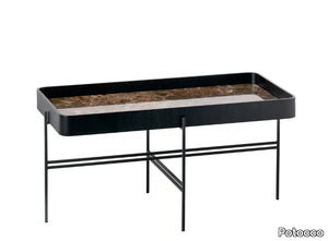 TRAY 872/TR - Rectangular metal coffee table with tray and marble top _ Potocco