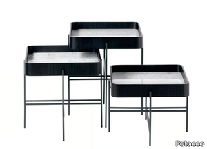 TRAY 872/TQ - Square metal coffee table with tray and marble top _ Potocco