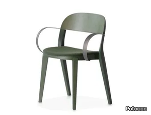 MINIMA 949/PI - Stackable wooden chair with armrests and integrated cushion _ Potocco