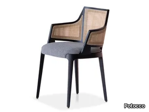 VELIS CANE 942/PBCC - Natural cane and fabric chair with armrests and integrated cushion _ Potocco