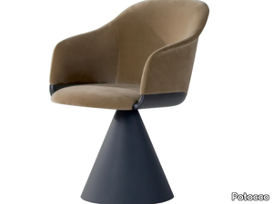 LYZ 918/PGC - Upholstered swivel leather easy chair with armrests _ Potocco