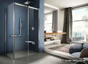 SOFT - Corner tempered glass shower cabin with sliding door _ Provex Industrie