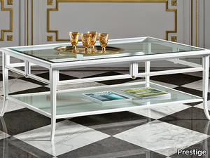 CAPRICCI - Wood and glass coffee table with integrated magazine rack _ Prestige