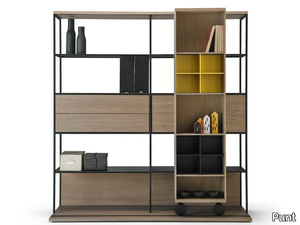 LITERATURA OPEN - Open wooden bookcase with casters _ Punt