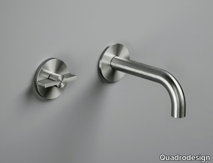 VALVOLA01 19 10 - Wall-mounted hydroprogressive stainless steel washbasin mixer _ Quadrodesign