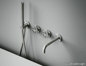 VALVOLA02 20 69 - Hydroprogressive stainless steel bathtub set with hand shower _ Quadrodesign