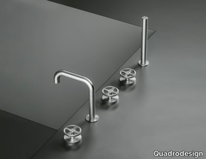 VALVOLA02 20 98 - Hydroprogressive stainless steel bathtub set with hand shower _ Quadrodesign