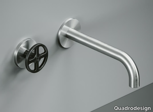 VALVOLA02 20 11 - Wall-mounted hydroprogressive stainless steel washbasin mixer _ Quadrodesign