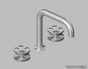 VALVOLA02 20 31V - 3 hole stainless steel washbasin tap with adjustable spout _ Quadrodesign