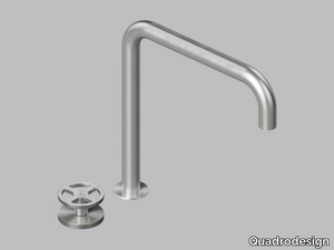 VALVOLA02 20 32 - Hydroprogressive stainless steel washbasin mixer with adjustable spout _ Quadrodesign