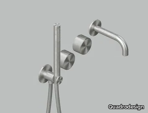 STEREO 16 69 - Wall-mounted stainless steel bathtub set with hand shower _ Quadrodesign