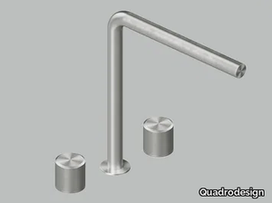 STEREO 16 08V - Stainless steel washbasin tap with individual rosettes _ Quadrodesign