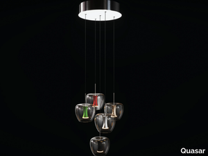 APPLE MOOD SMALL ROUND - LED glass and aluminium pendant lamp _ Quasar