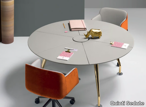 INFINITY - Round leather meeting table _ Quinti Sedute