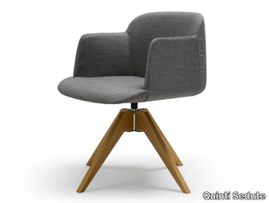 DEEP - Upholstered trestle-based chair with armrests _ Quinti Sedute