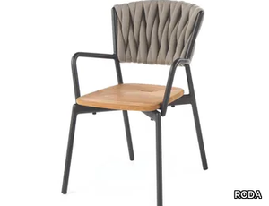 PIPER 221 - Polyester and teak garden chair with armrests _ RODA