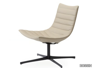 LUC SOFT - Swivel upholstered leather easy chair _ ROSSIN