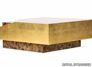 VAZ - Low square wooden coffee table with Emperador marble base _ ROYAL STRANGER