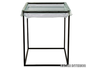 MELT - Square Thermoformed glass coffee table with tray _ RADAR INTERIOR