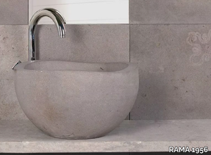 RUPESTRI - Countertop round natural stone washbasin _ RAMA 1956