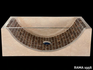 BORA BORA - Countertop rectangular natural stone and coconut washbasin _ RAMA 1956